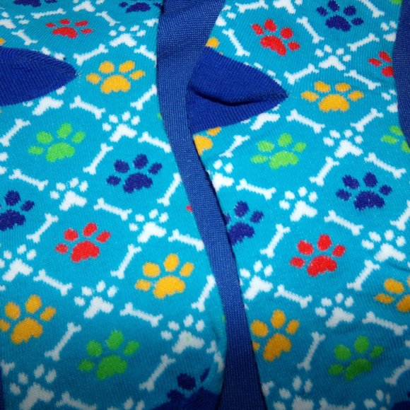 Pawprint & Bones Ankle Socks - Girls or Boys - Blue Multicolor Design - Picture 4 of 4